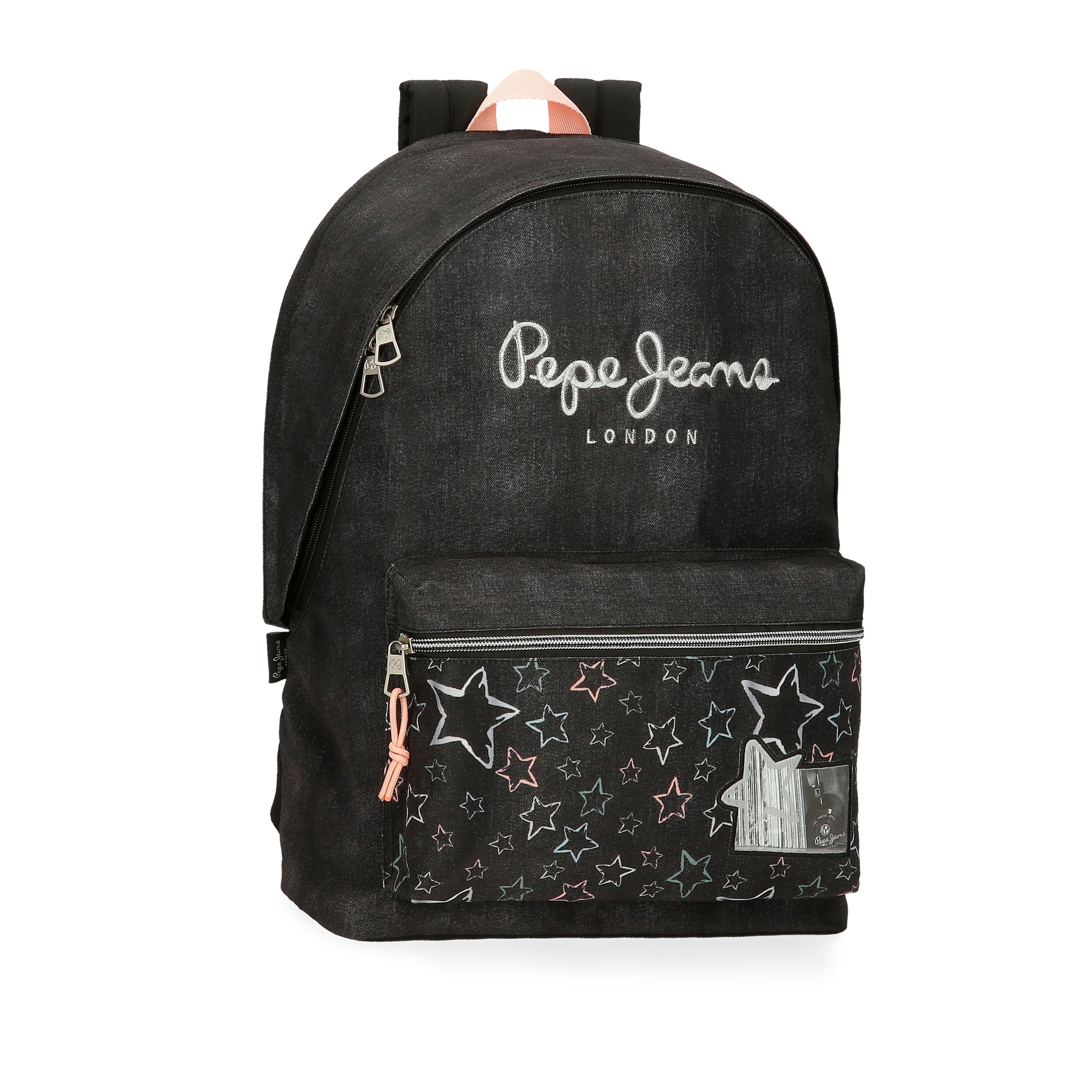 Mochila Portaordenador Pepe Jeans Cintia 44cm de Dois Compartimentos Preto-1