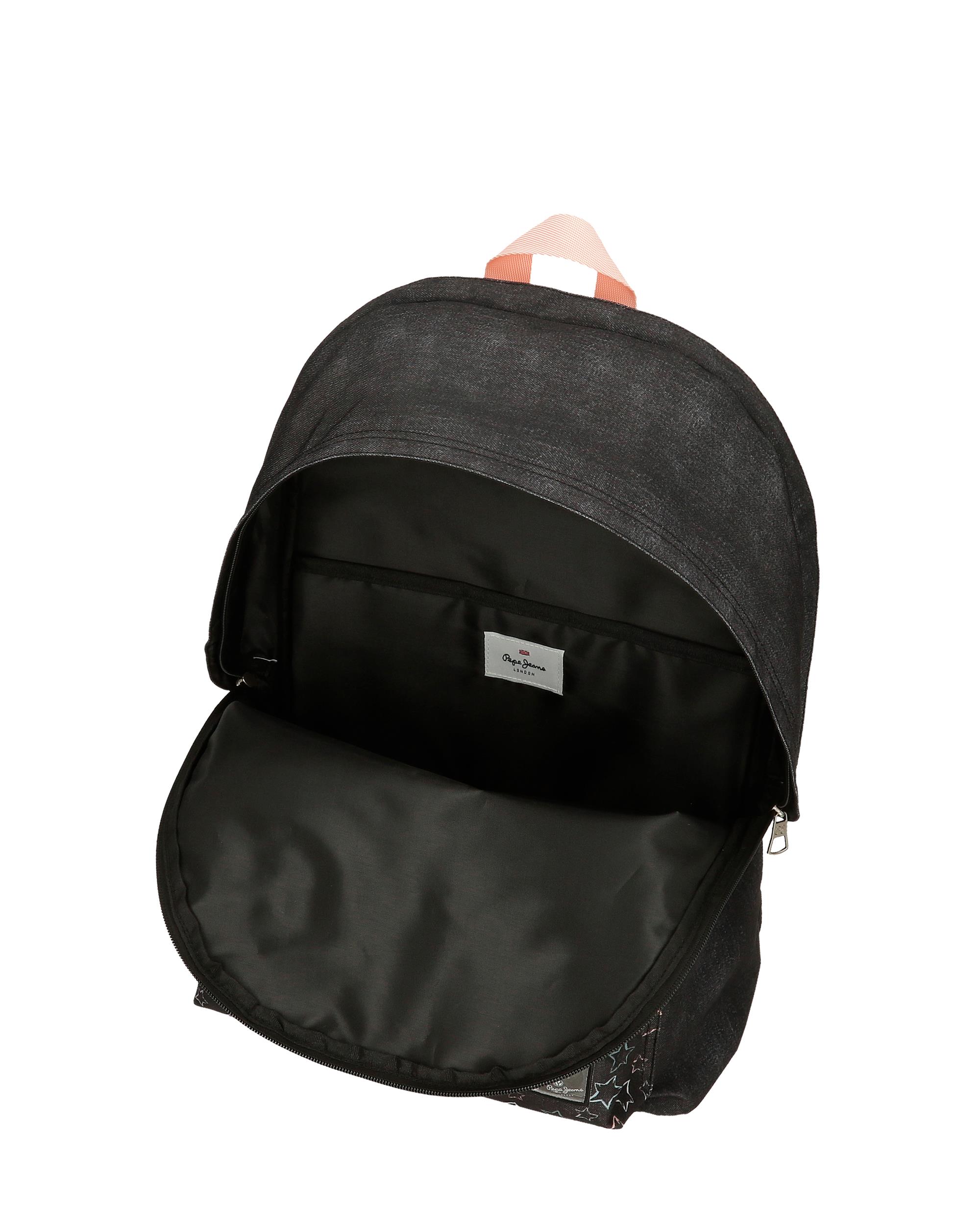 Mochila Portaordenador Pepe Jeans Cintia 44cm de Dois Compartimentos Preto-5