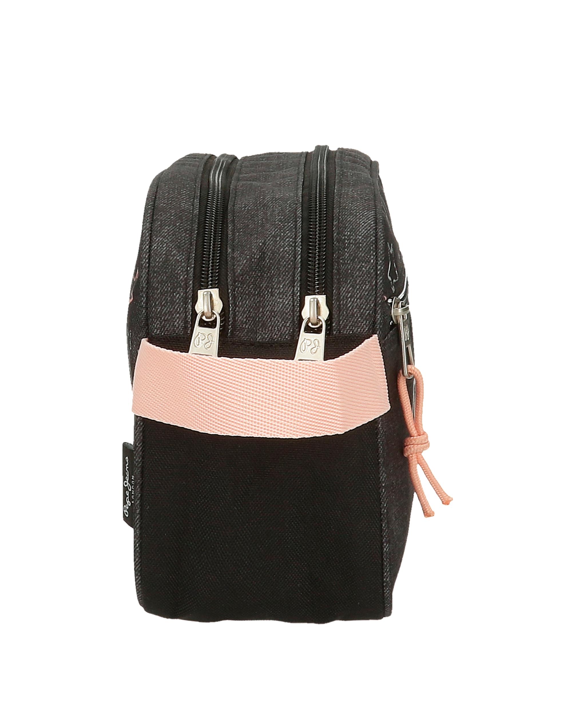 Necessaire Pepe Jeans Cintia de Dois Compartimentos com Alça Lateral Preto-2