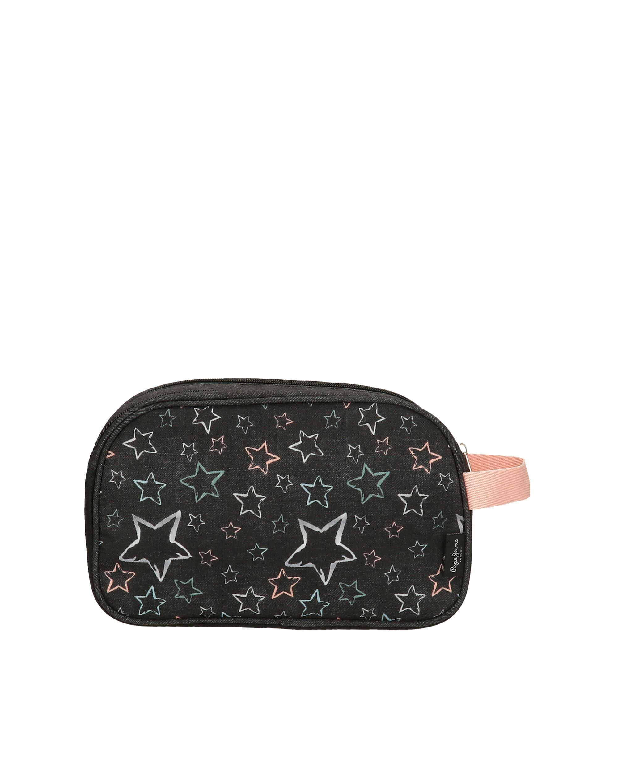 Necessaire Pepe Jeans Cintia de Dois Compartimentos com Alça Lateral Preto-3