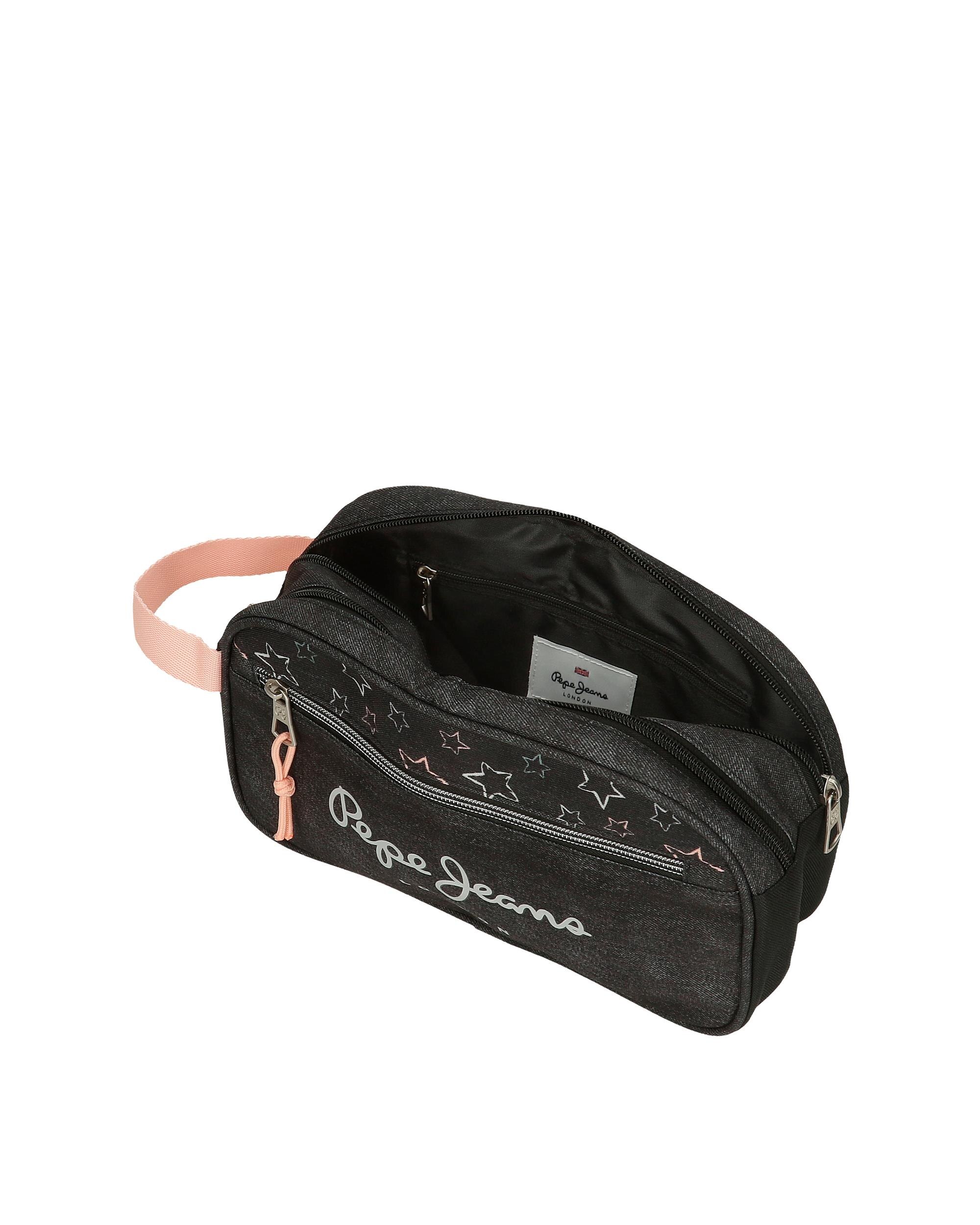 Necessaire Pepe Jeans Cintia de Dois Compartimentos com Alça Lateral Preto-4