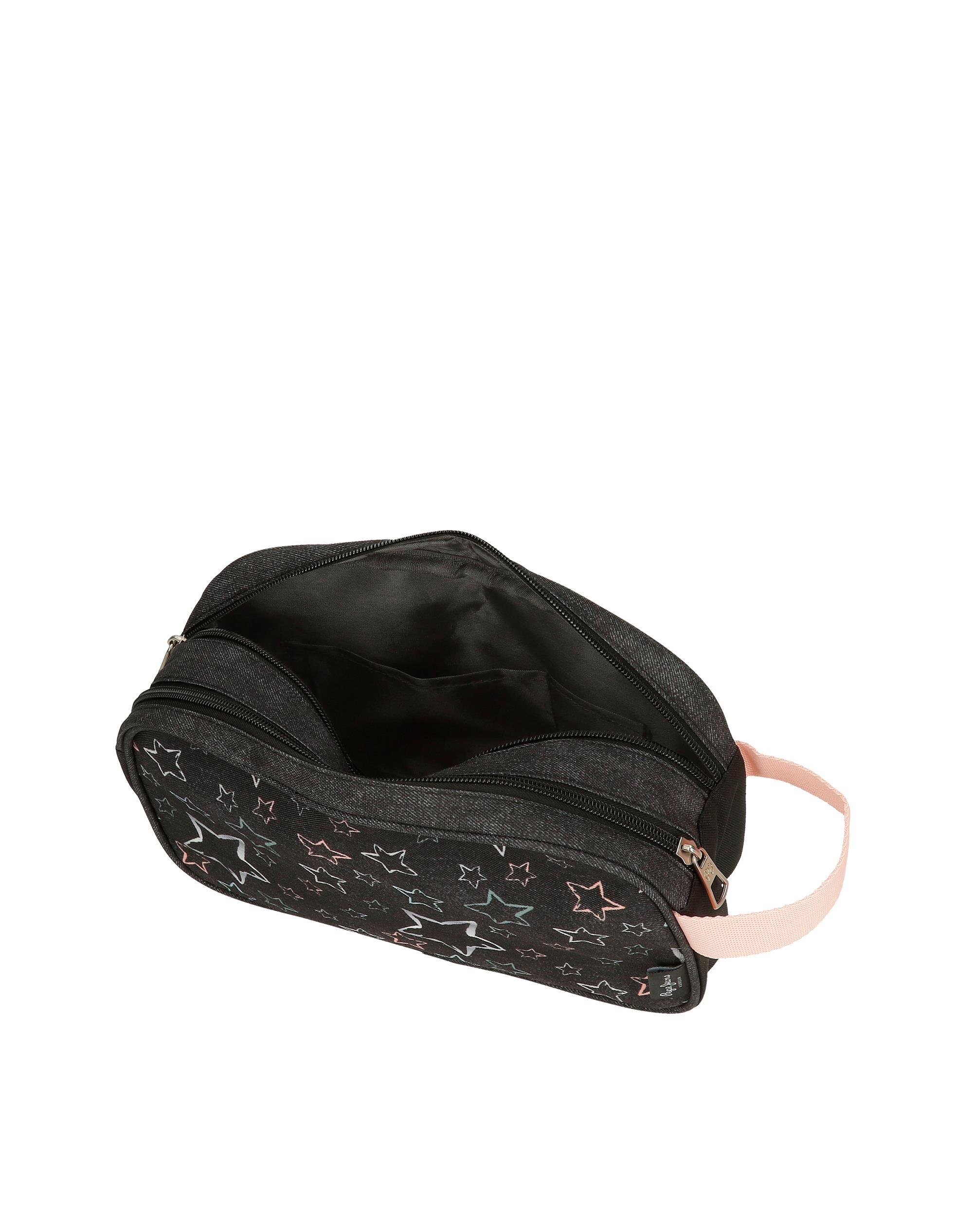 Necessaire Pepe Jeans Cintia de Dois Compartimentos com Alça Lateral Preto-5