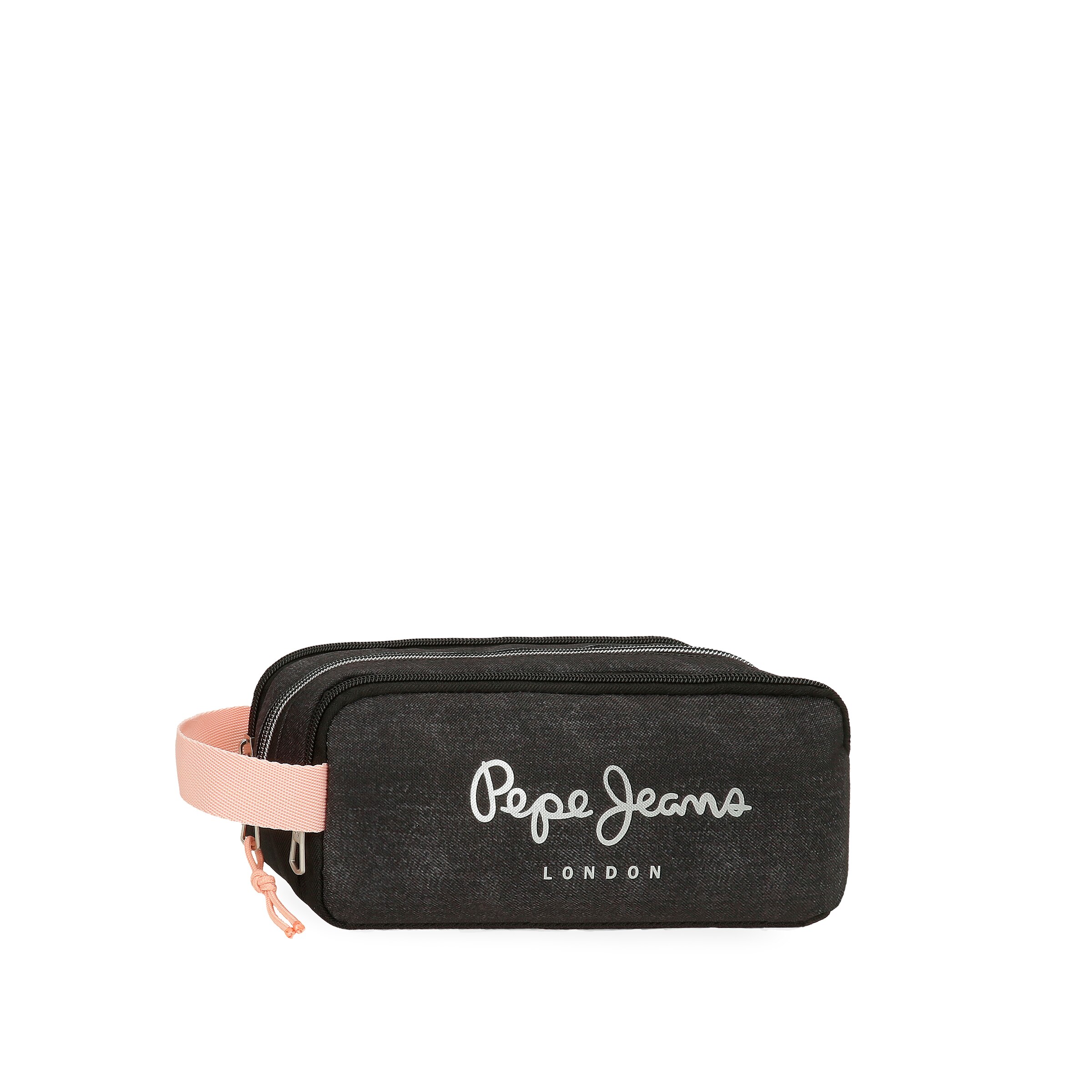 Estojo Pepe Jeans Cintia Triplo Compartimento com Alça Lateral Preto-1