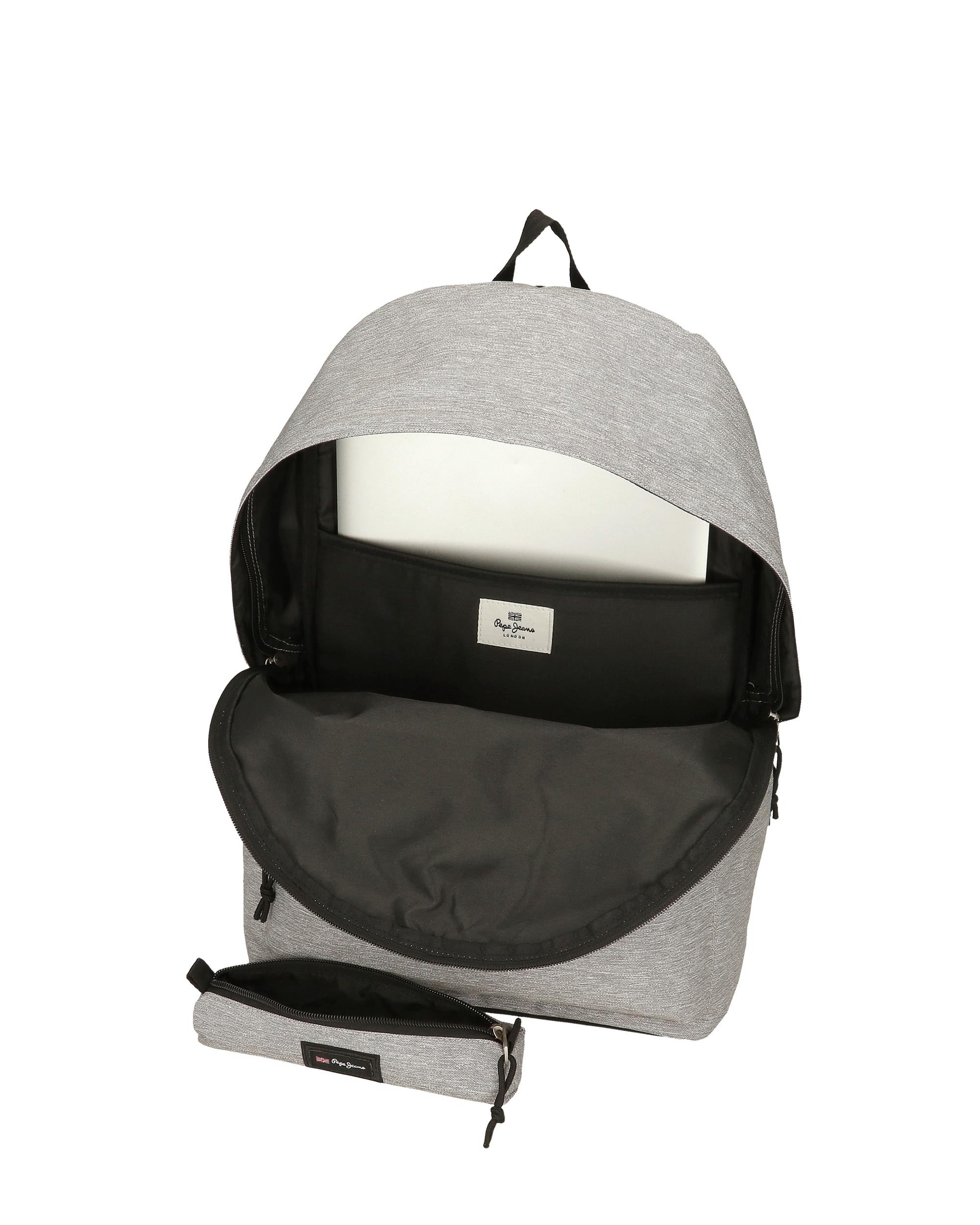 Mochila Portaordenador + Estojo Escolar Pepe Jeans Aris Evergreen Cinzento-4