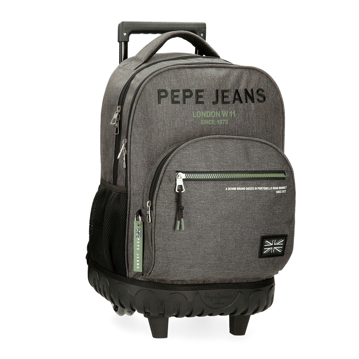 Mochila com Rodas Pepe Jeans Edmon com Dois Bolsos Laterais Cinzento-1