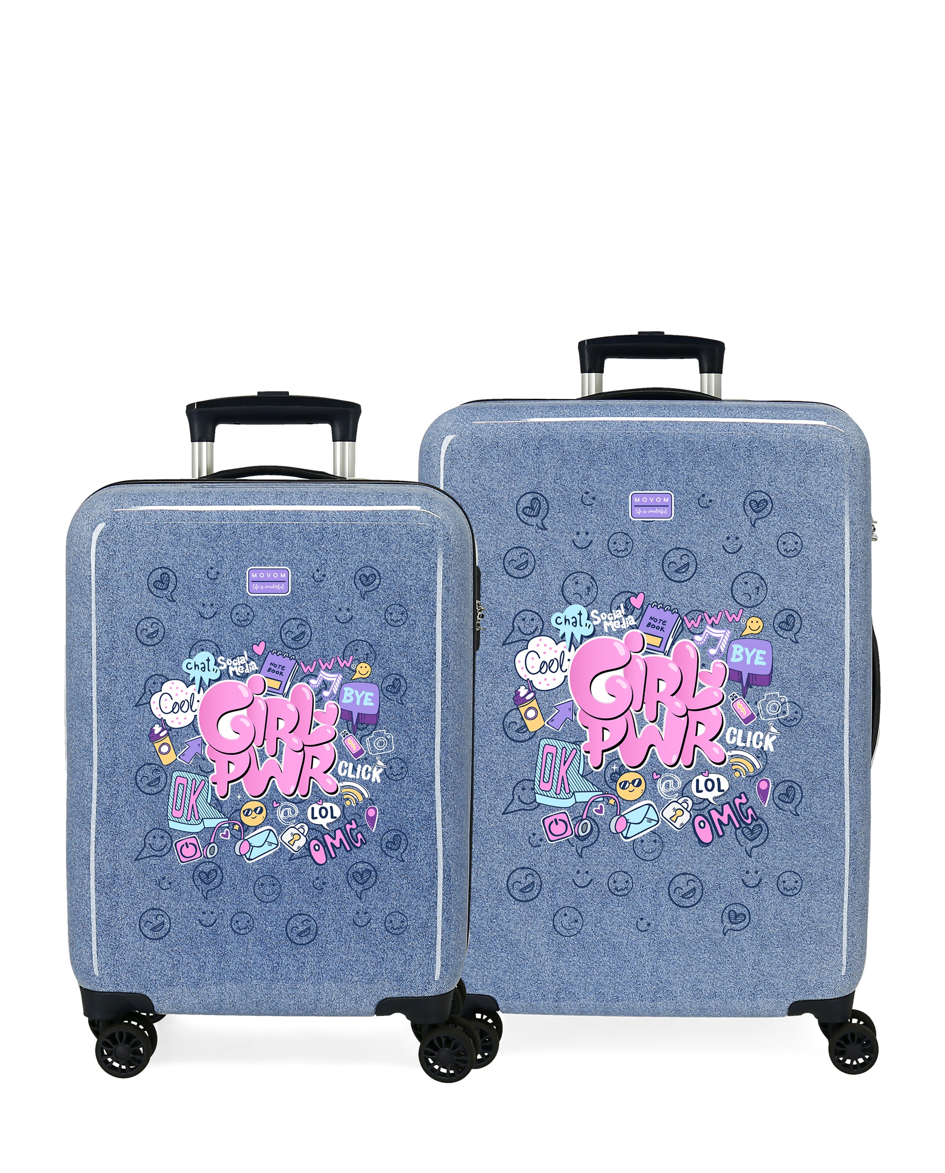 Imagem 0 de Conjunto de Malas (cabine e Média) Movom Power Girl Rígidas com Capacidade de 91l