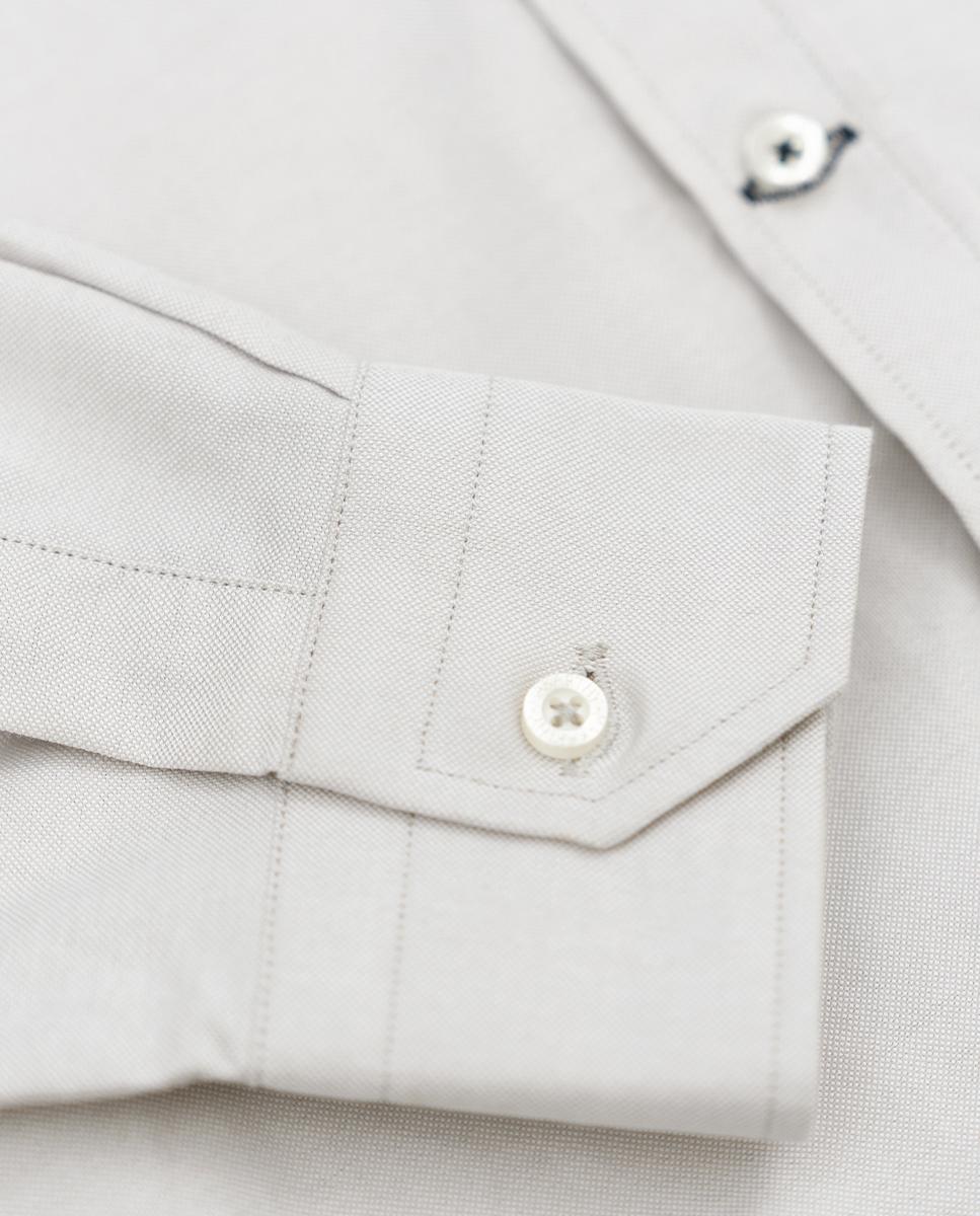 Camisa Oxford Slim de Manga Comprida Cinzento-8