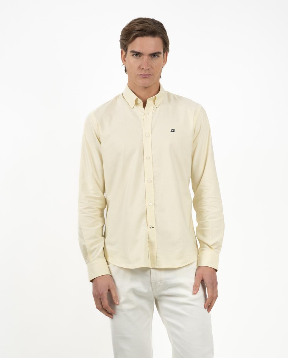 Camisa Oxford Slim de Manga Comprida Amarelo-2