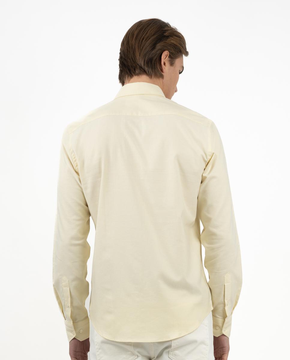 Camisa Oxford Slim de Manga Comprida Amarelo-3