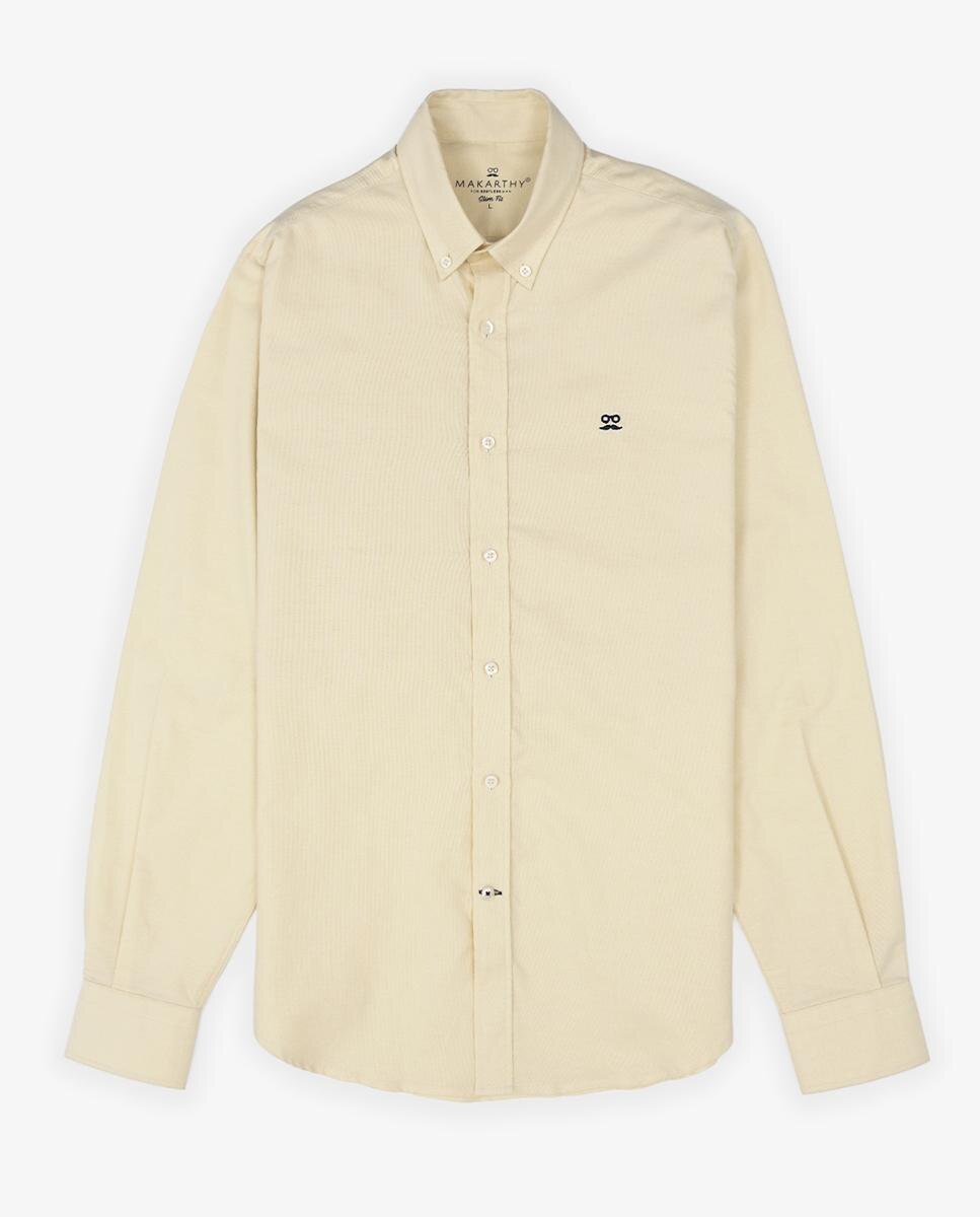 Camisa Oxford Slim de Manga Comprida Amarelo-4