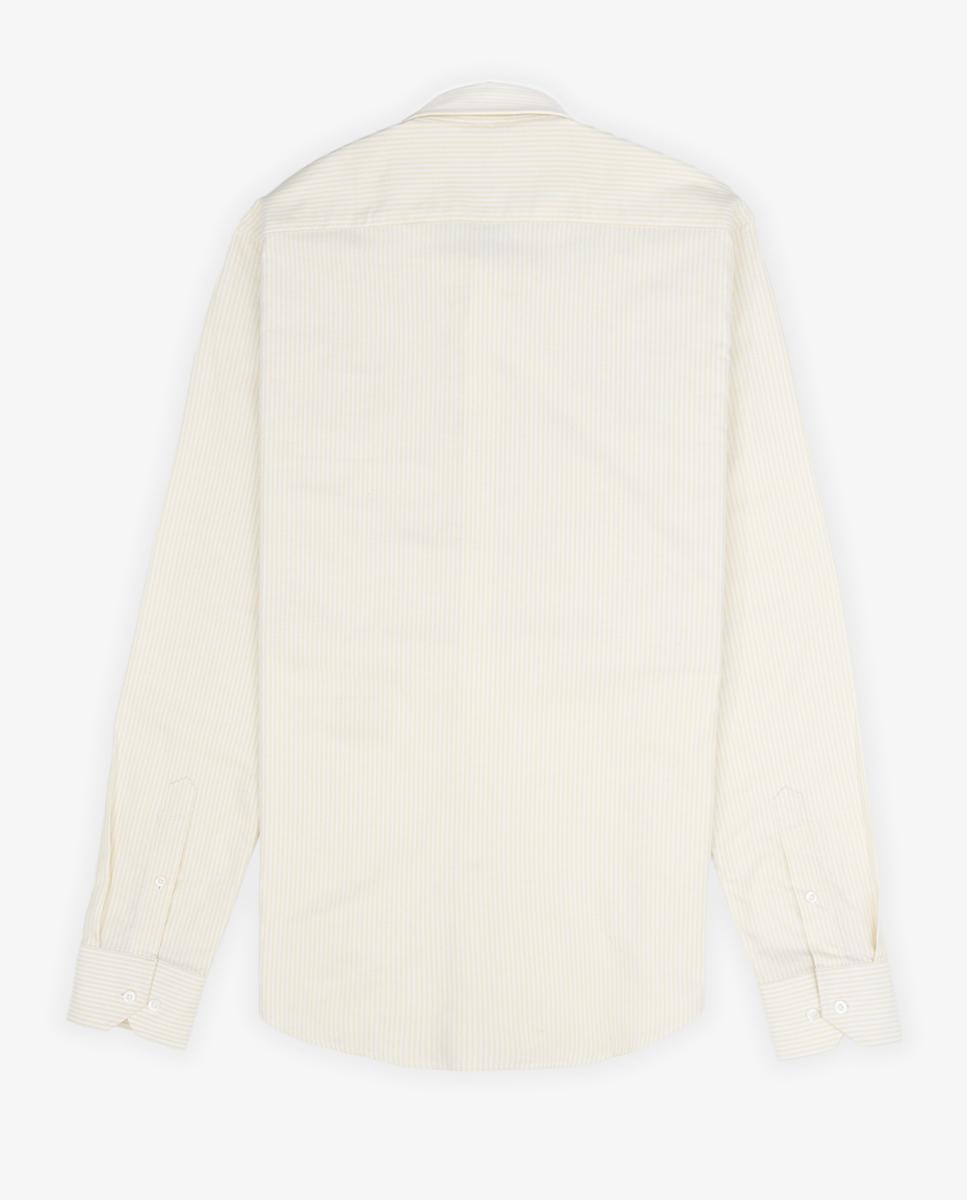 Camisa Oxford Slim de Manga Comprida com Estampado Às Riscas Amarelo-5