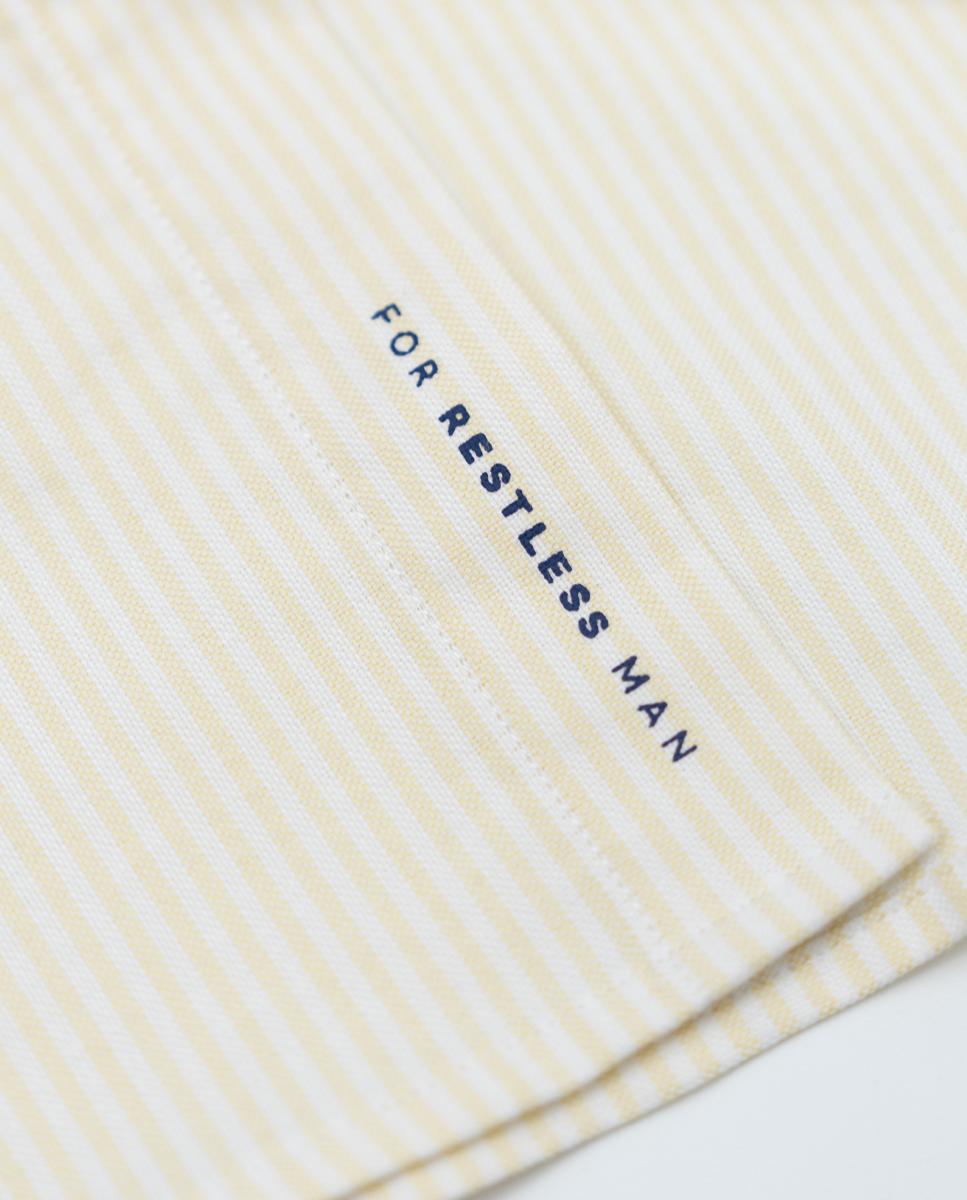Camisa Oxford Slim de Manga Comprida com Estampado Às Riscas Amarelo-6