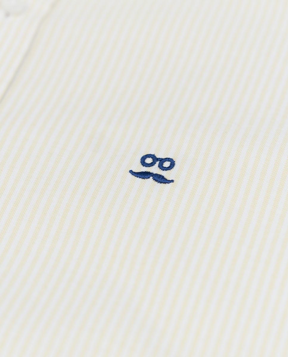 Camisa Oxford Slim de Manga Comprida com Estampado Às Riscas Amarelo-7