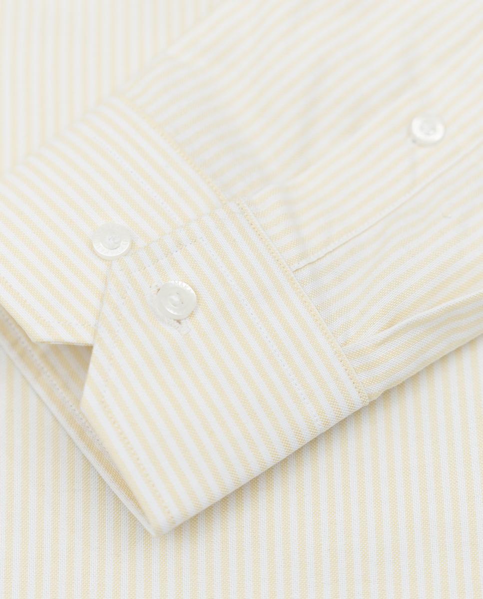 Camisa Oxford Slim de Manga Comprida com Estampado Às Riscas Amarelo-8