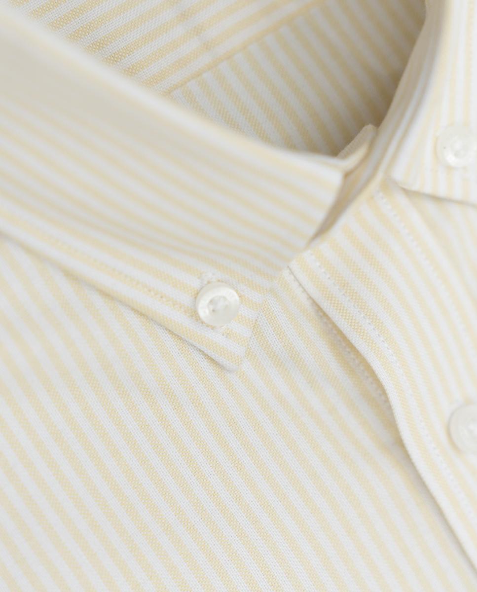 Camisa Oxford Slim de Manga Comprida com Estampado Às Riscas Amarelo-9