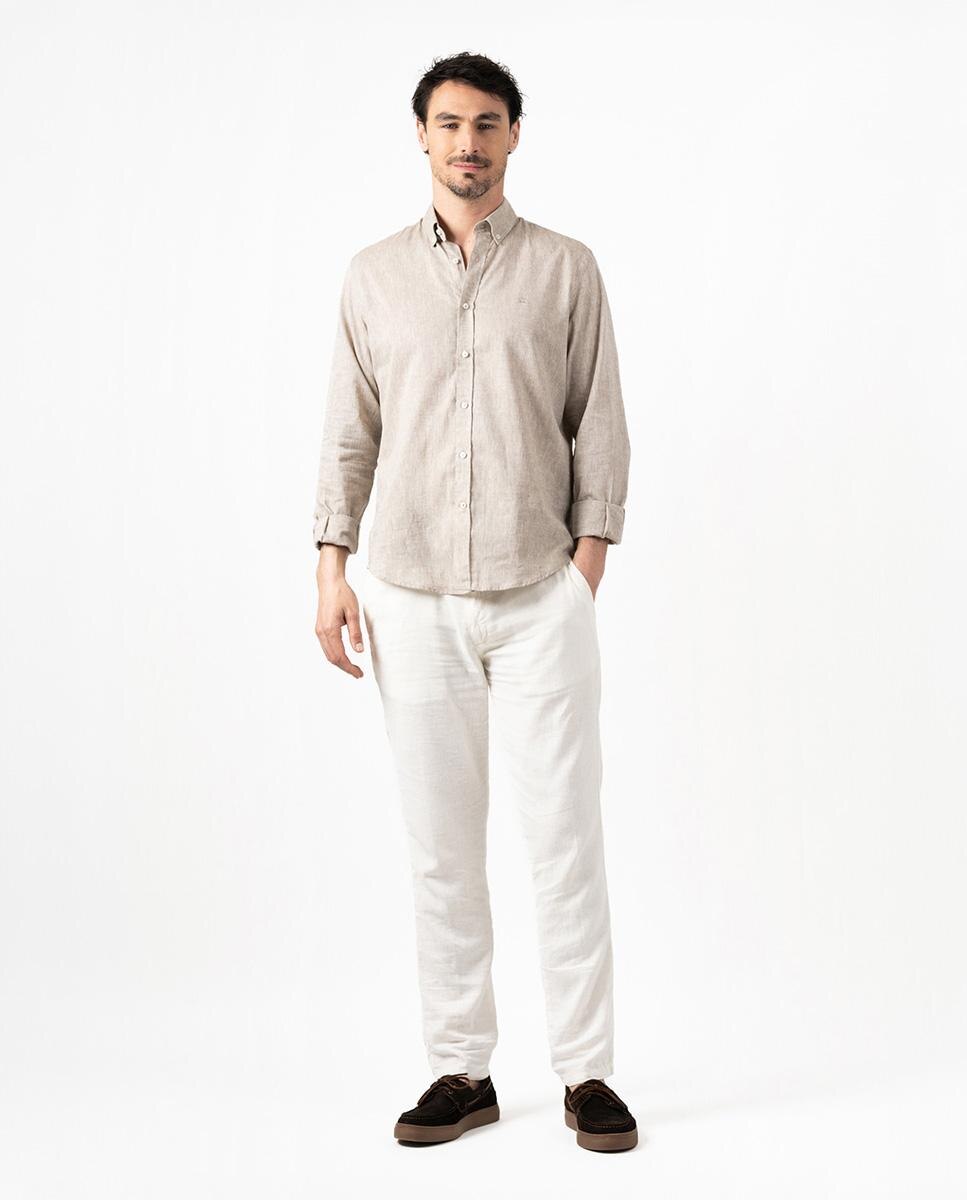 Camisa Slim de Manga Comprida Camel-3