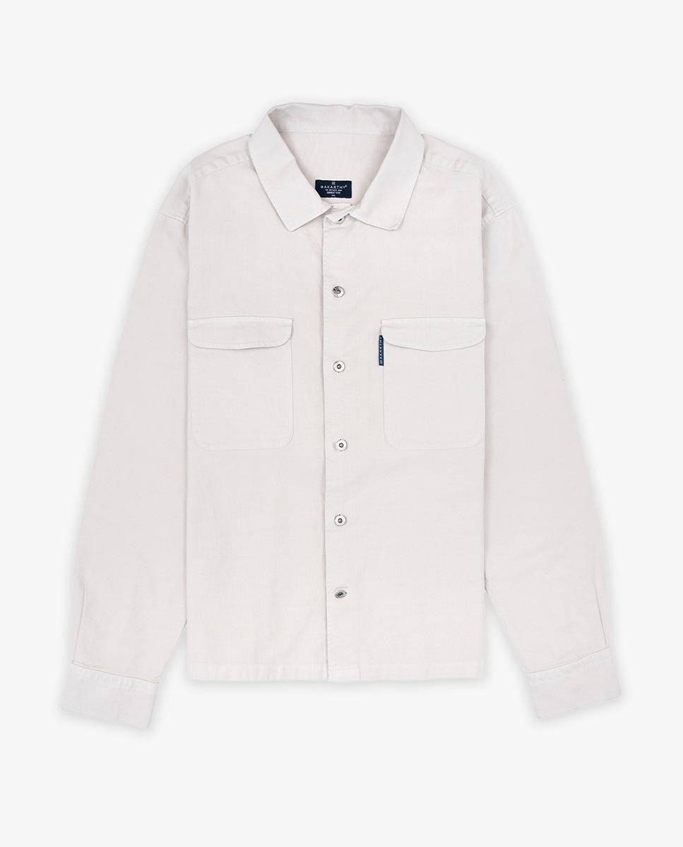 Sobrecamisa de Manga Comprida de Algodão Bege-2