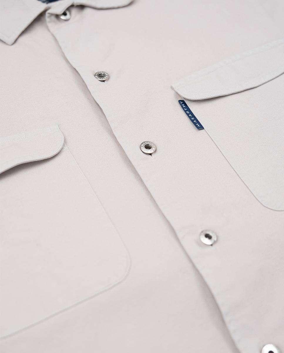 Sobrecamisa de Manga Comprida de Algodão Bege-5
