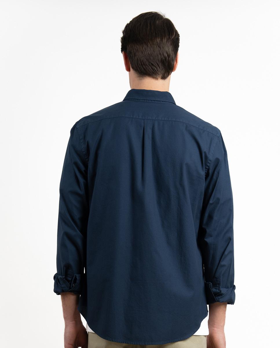 Camisa Regular de Manga Comprida Azul-marinho-2
