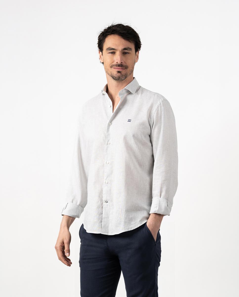 Imagem 0 de Camisa Slim de Manga Comprida com Estampado Às Riscas