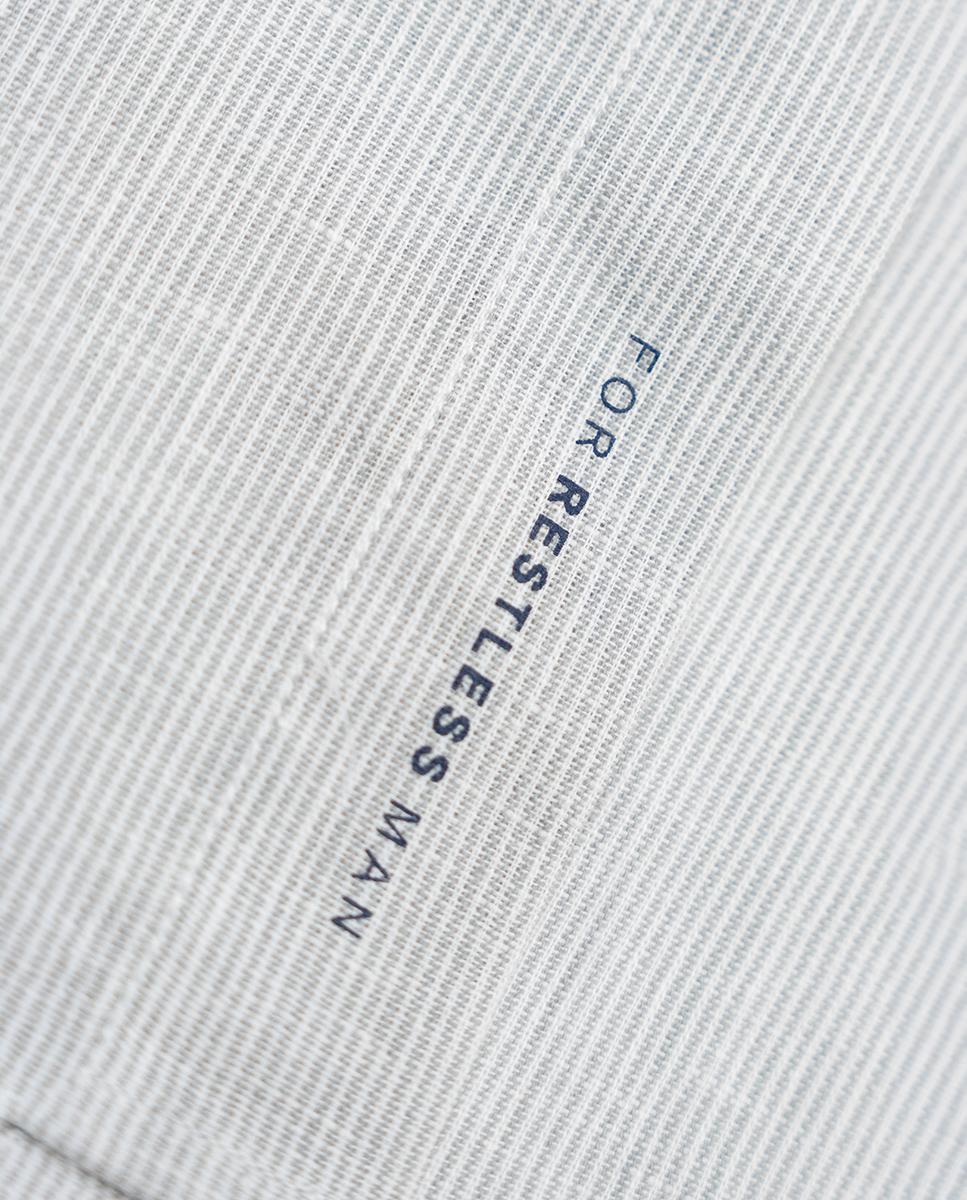 Camisa Slim de Manga Comprida com Estampado Às Riscas Cinzento-claro-3