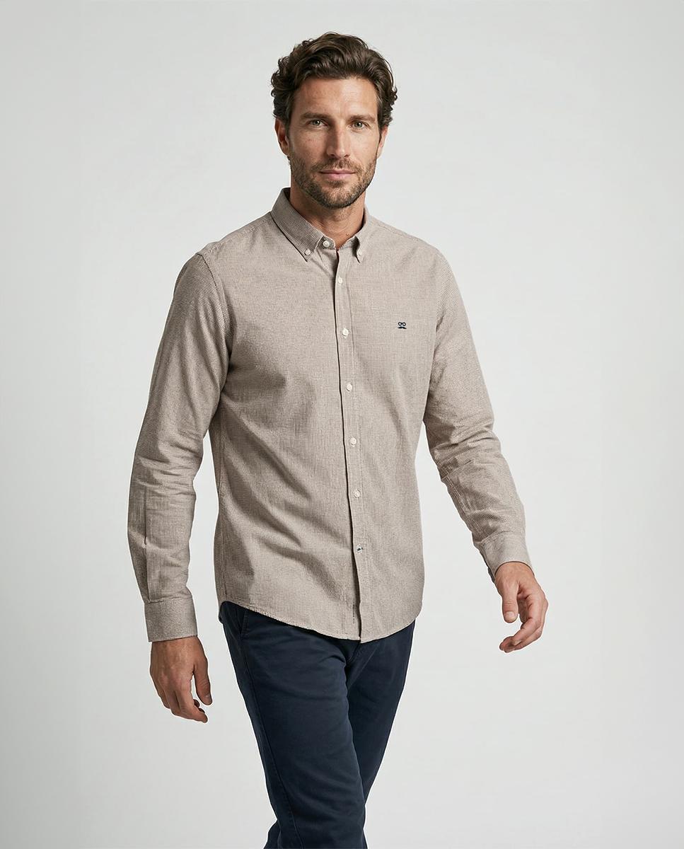 Camisa Slim de Manga Comprida Camel-1