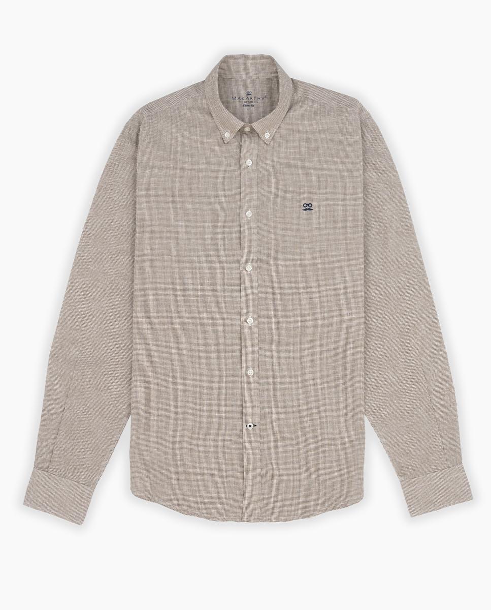 Camisa Slim de Manga Comprida Camel-3