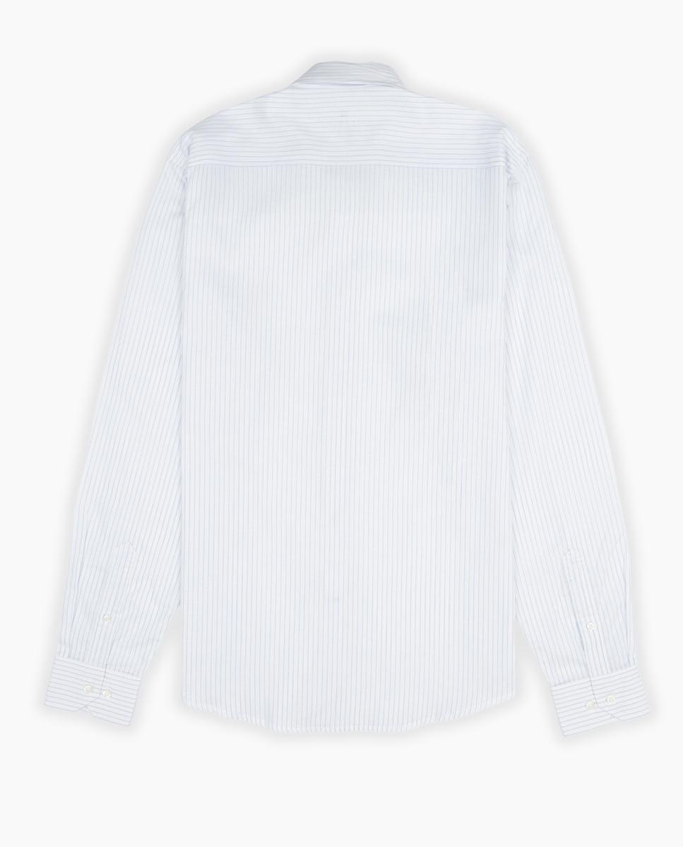 Camisa Slim de Manga Comprida com Estampado Às Riscas Azul-celeste-7