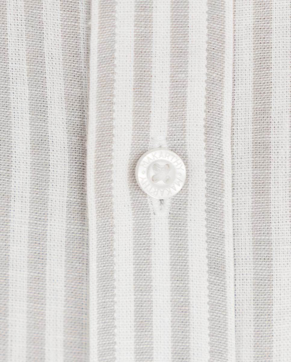 Camisa Regular de Manga Comprida com Estampado Às Riscas Cinzento-claro-6