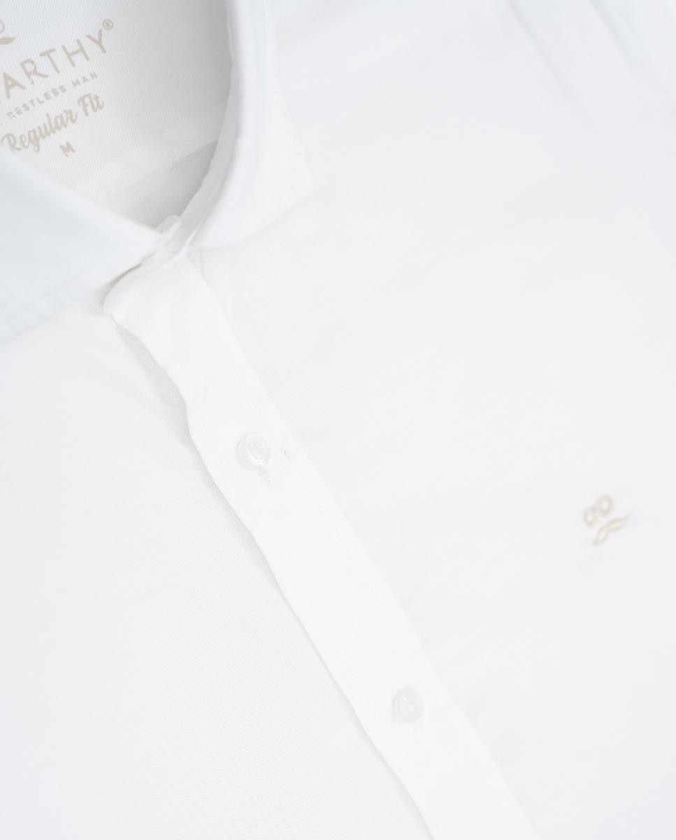 Camisa Regular de Manga Comprida Branco-5