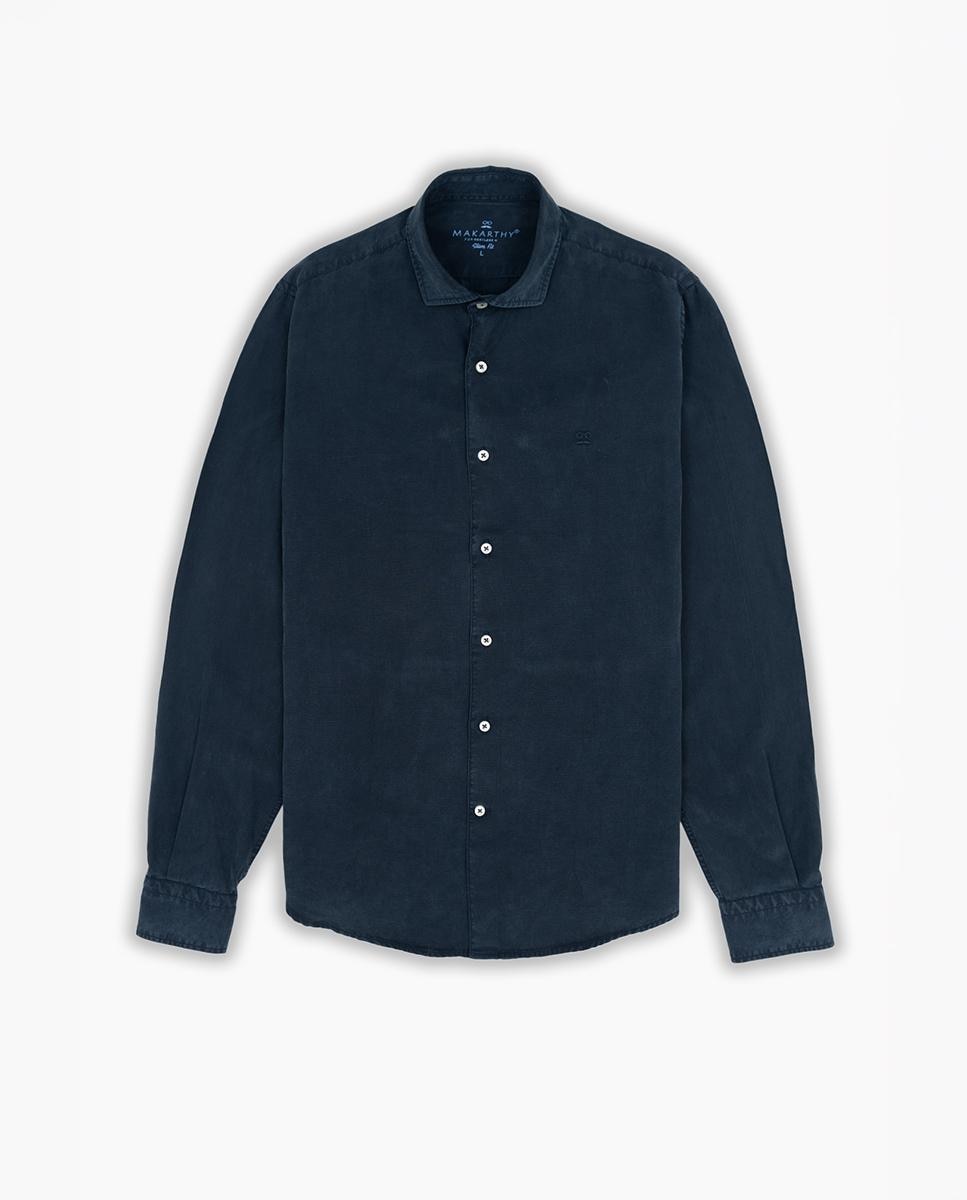 Camisa Slim de Manga Comprida Azul-marinho-3