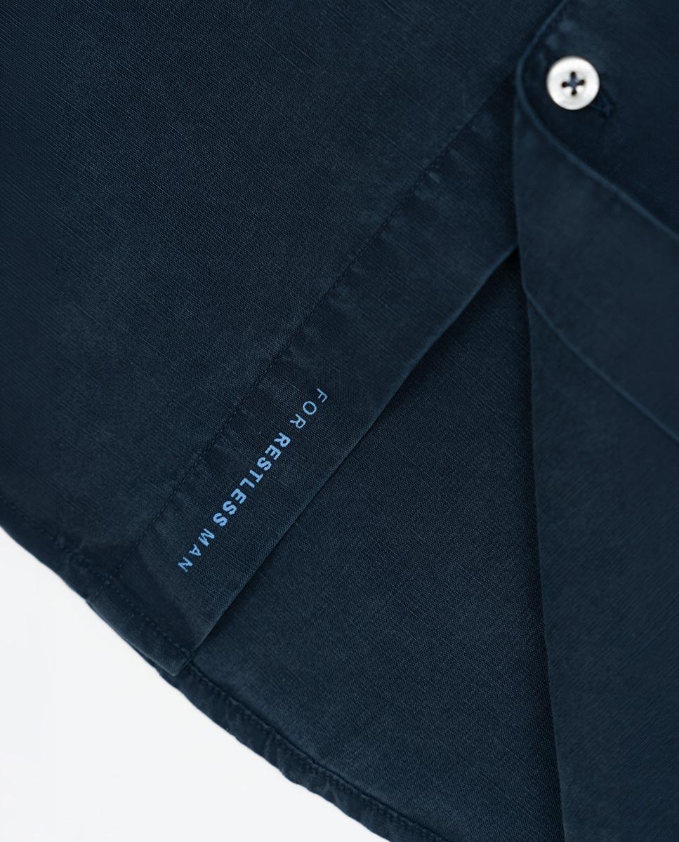 Camisa Slim de Manga Comprida Azul-marinho-4