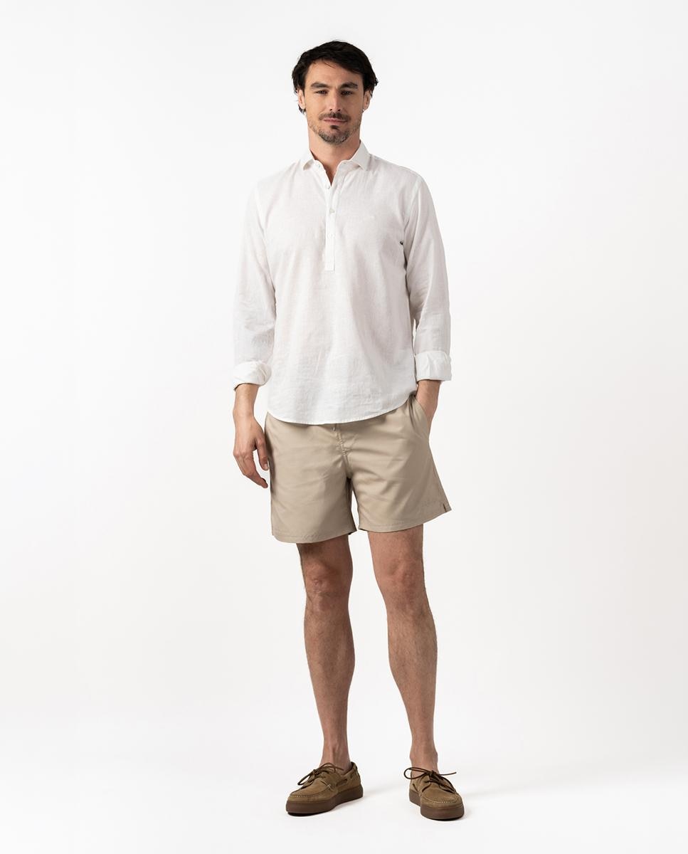 Camisa Tipo Polo Regular Lisa Branco-3