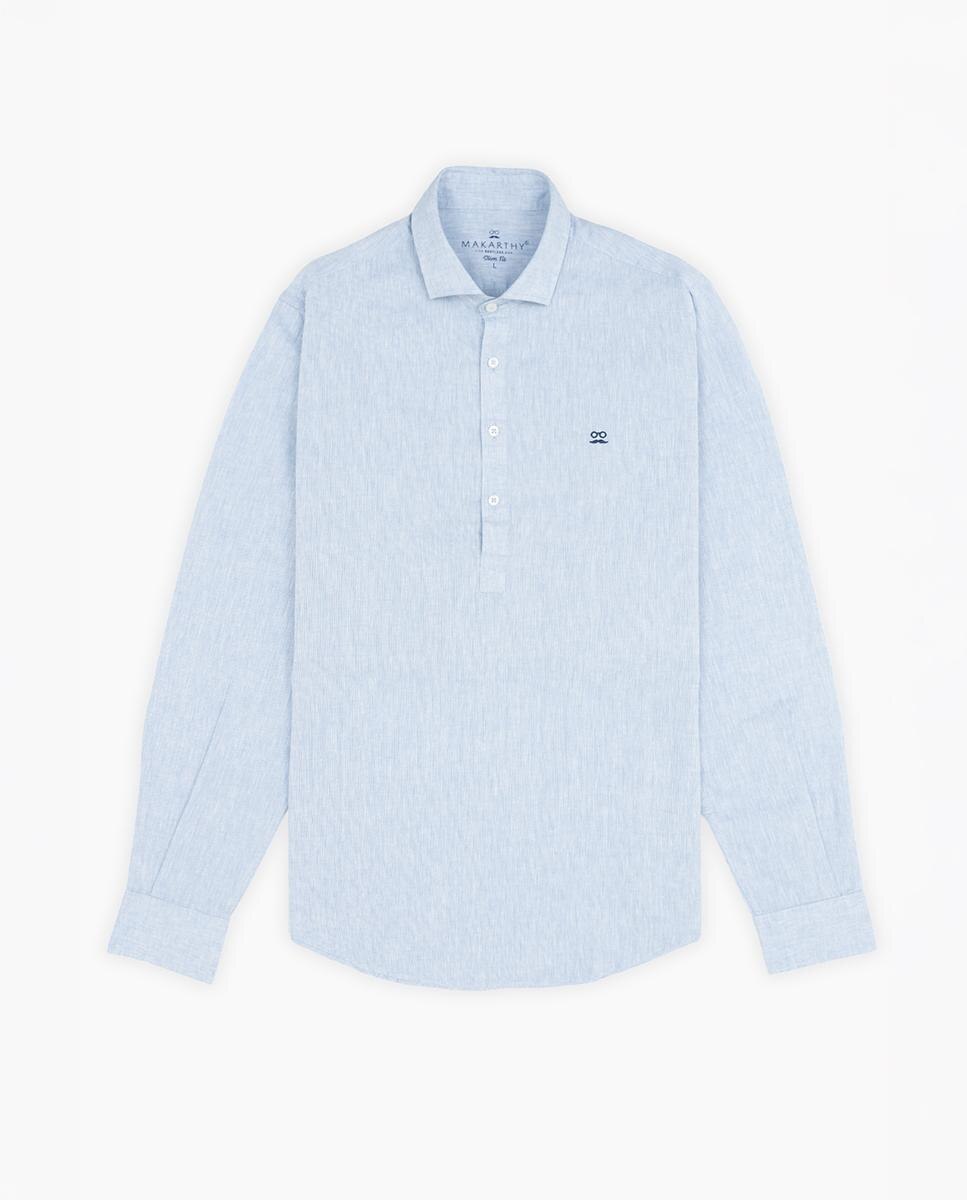 Camisa Tipo Polo Regular Lisa Azul-claro-2