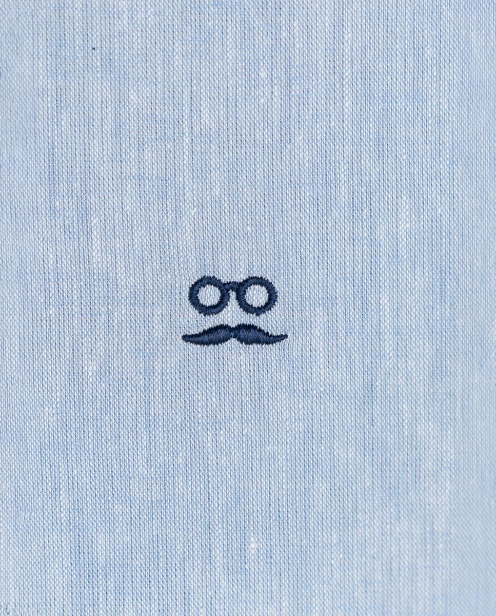 Camisa Tipo Polo Regular Lisa Azul-claro-4