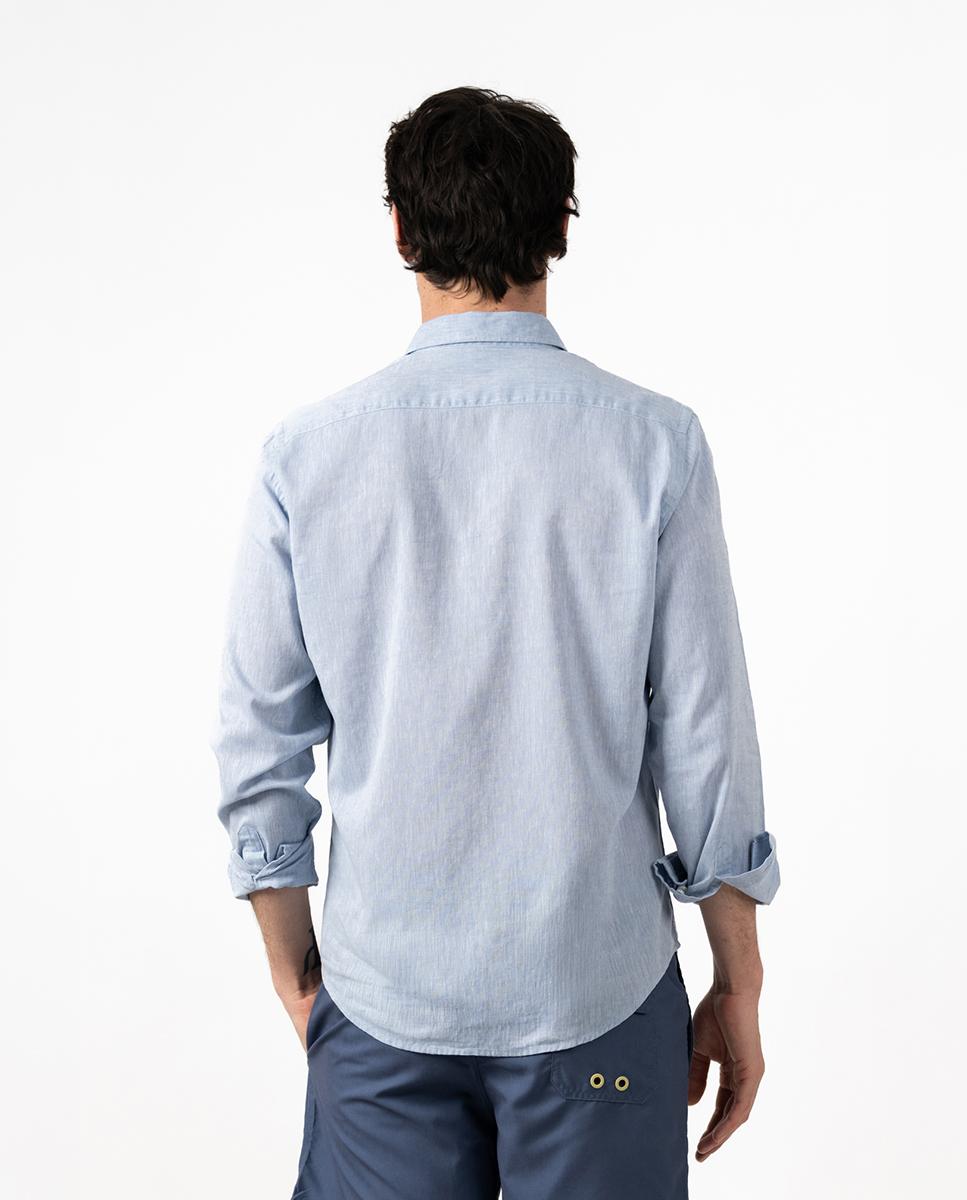 Camisa Tipo Polo Regular Lisa Azul-claro-6