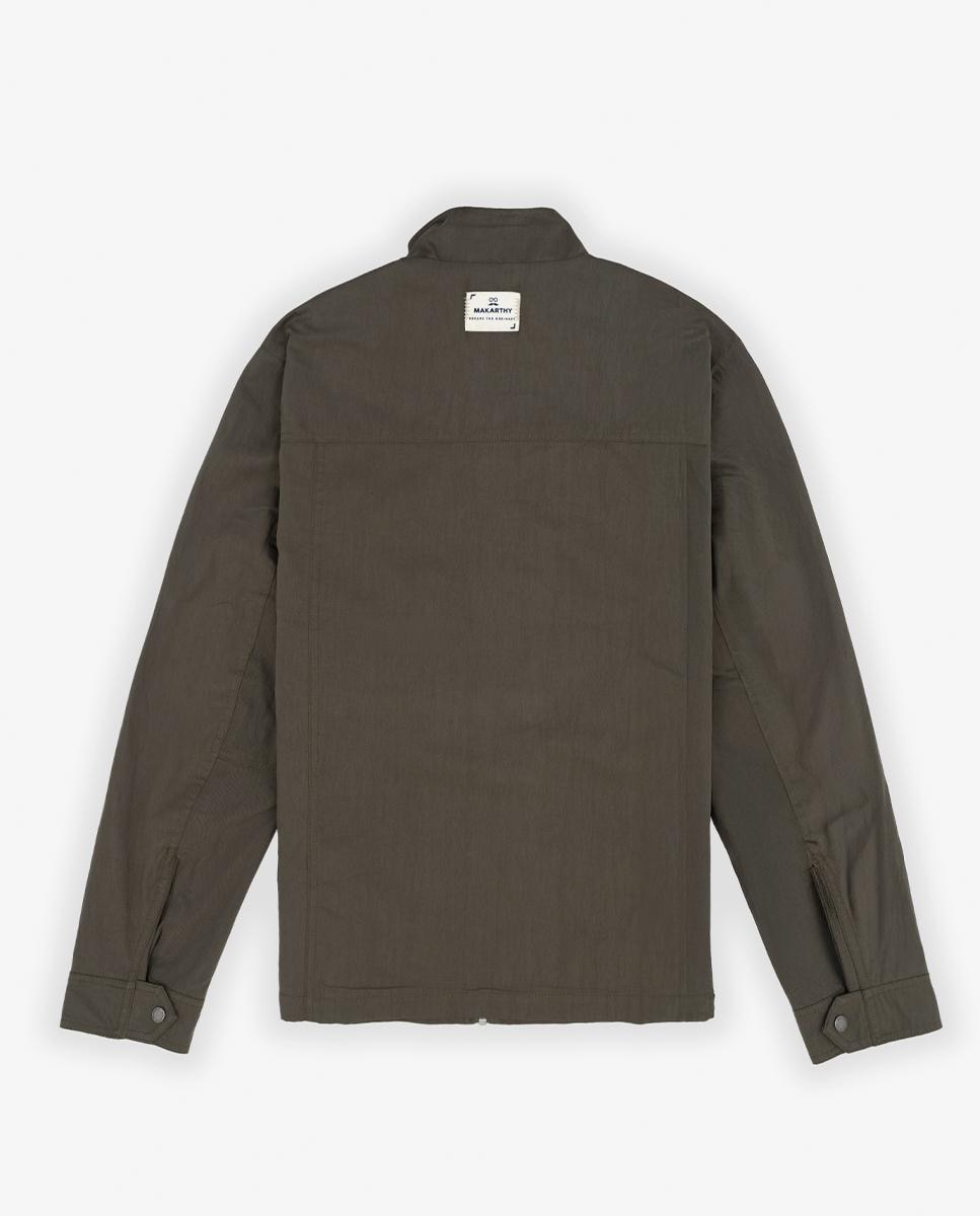 Casaco Encerado com Fecho Zip e Bolsos Verde-militar-8