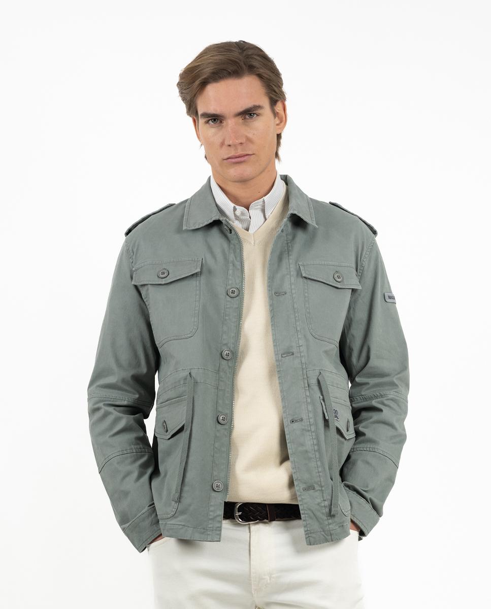 Imagem 0 de Casaco Sahariana com Fecho Zip e Bolsos com Detalhe Bordado