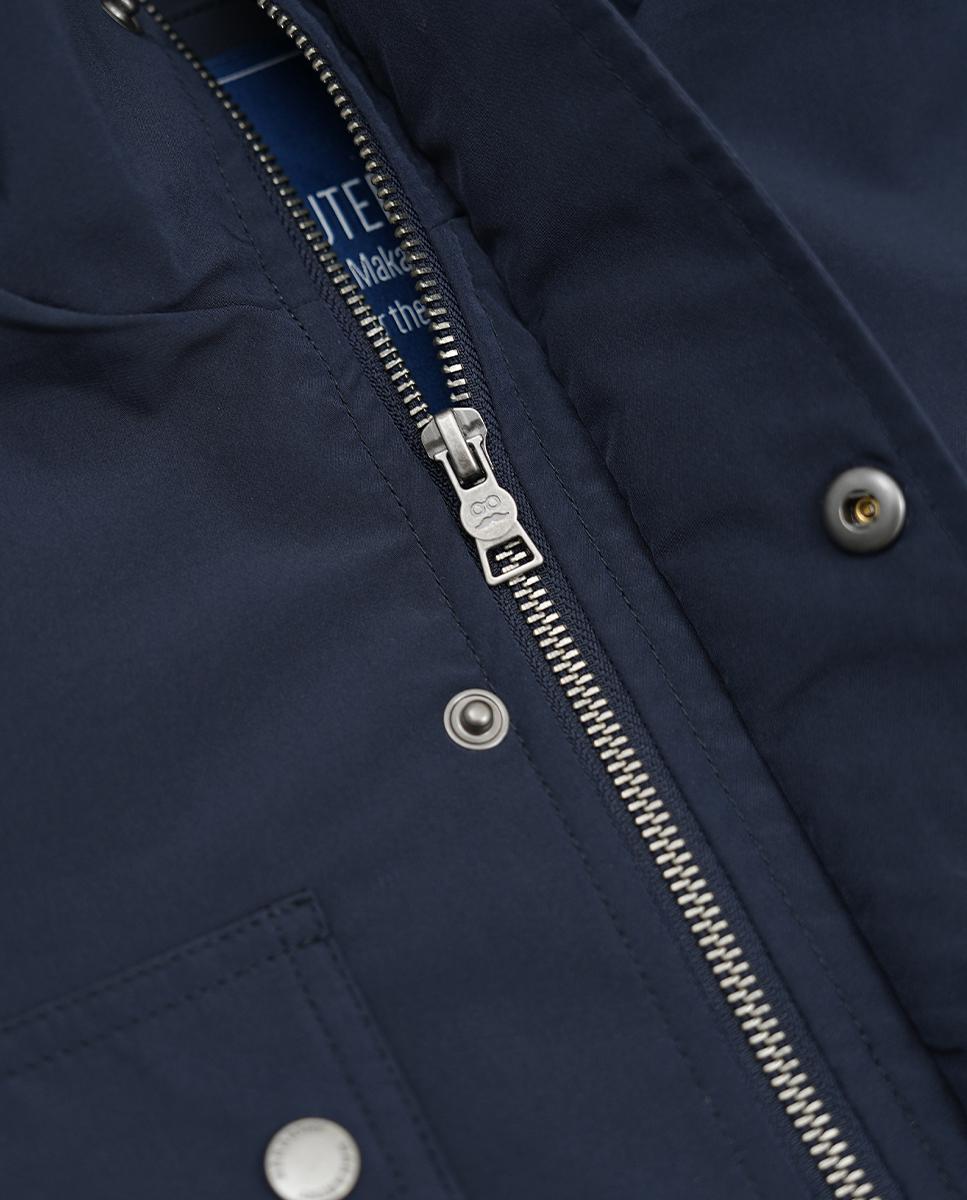 Parka em Nylon Impermeável com Fecho Zip e Botões Azul-marinho-7