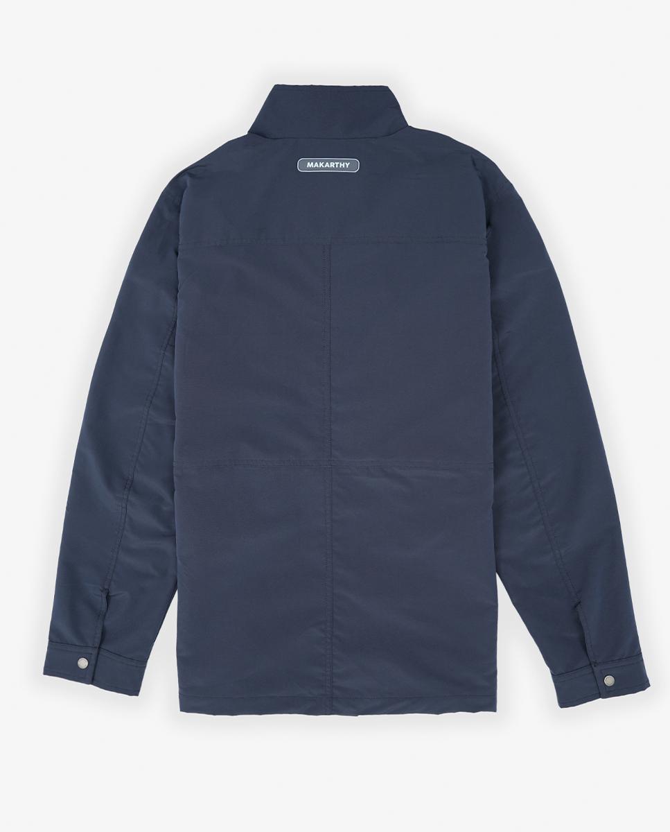 Parka em Nylon Impermeável com Fecho Zip e Botões Azul-marinho-8