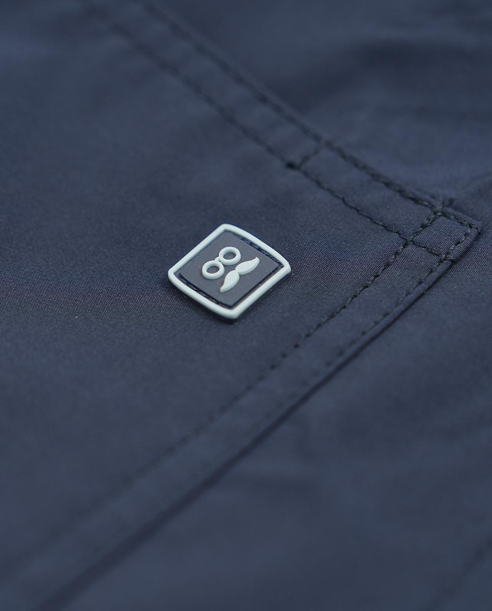 Parka em Nylon Impermeável com Fecho Zip e Botões Azul-marinho-9