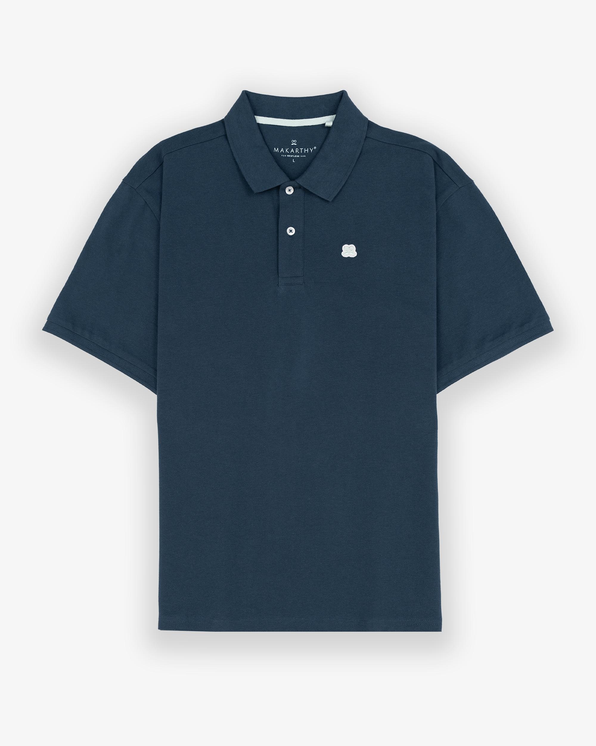 Polo Regular com Patch Bordado Azul-marinho-2