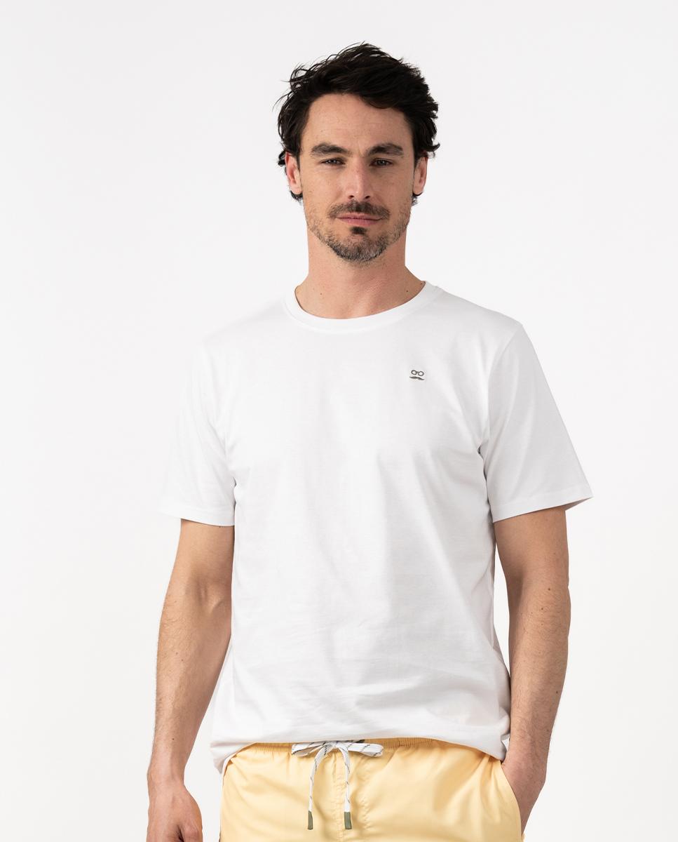 T-shirt de Manga Curta com Logo Tecido Branco-1
