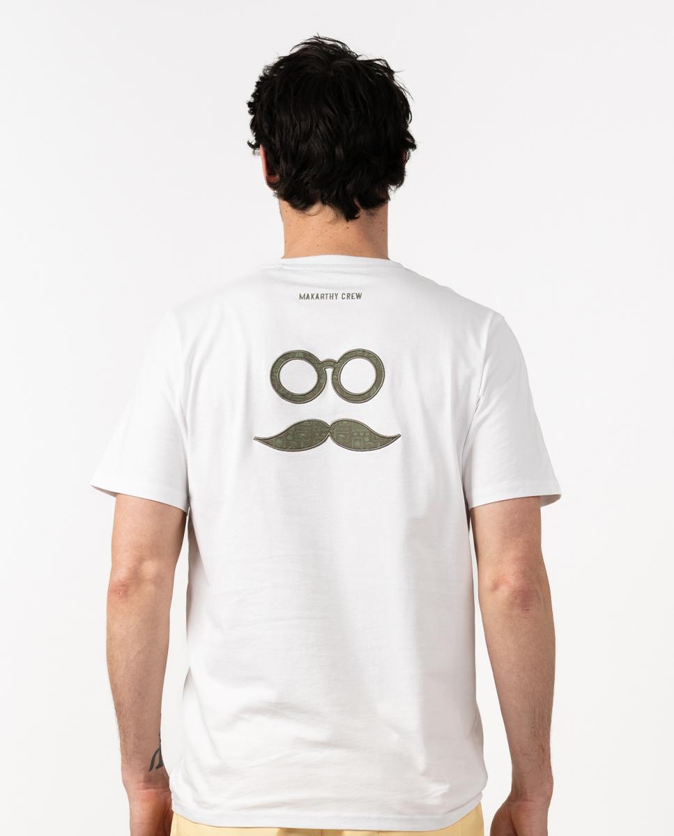 T-shirt de Manga Curta com Logo Tecido Branco-2