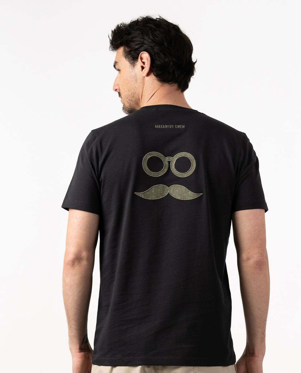 T-shirt de Manga Curta com Logo Tecido Preto-2