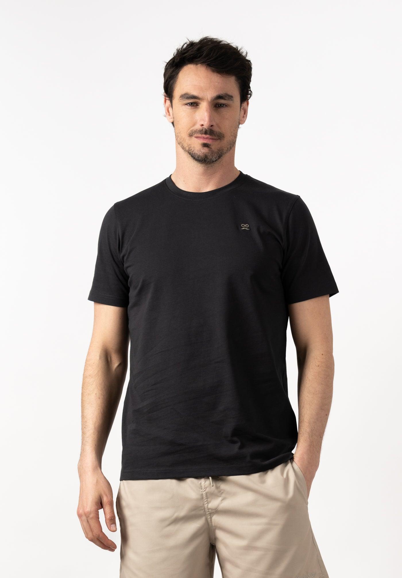 T-shirt de Manga Curta com Logo Tecido Preto-3