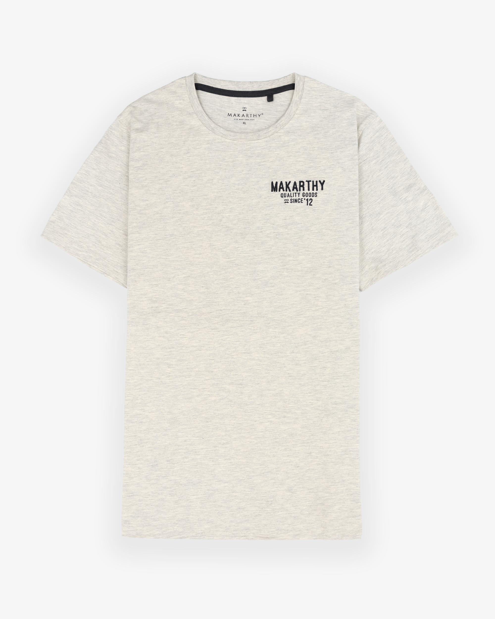 T-shirt de Manga Curta e Print Frontal Bege-2