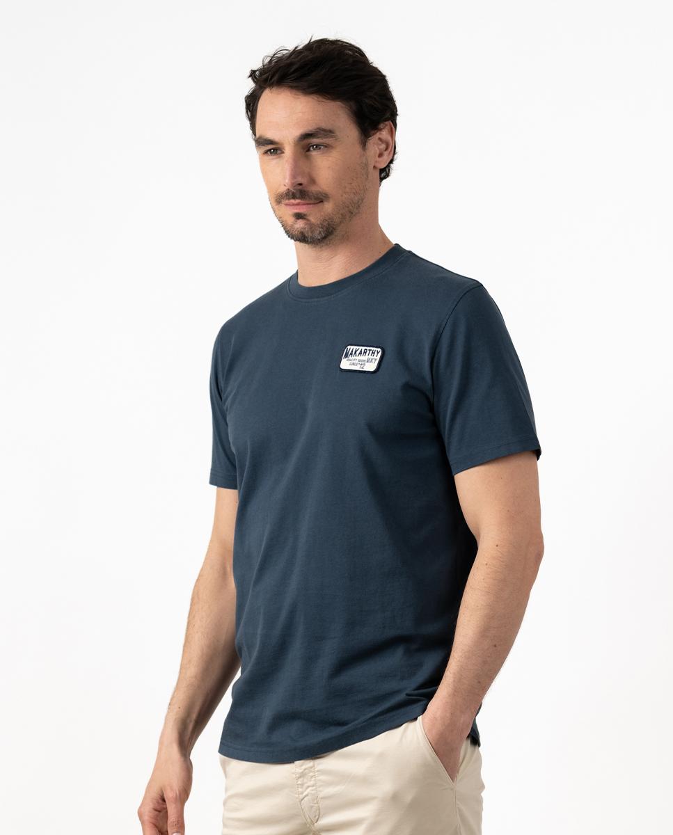 T-shirt de Manga Curta e Patch com Logo Azul-marinho-1