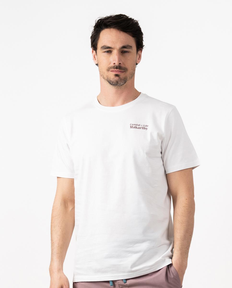 T-shirt de Manga Curta com Print Branco-1