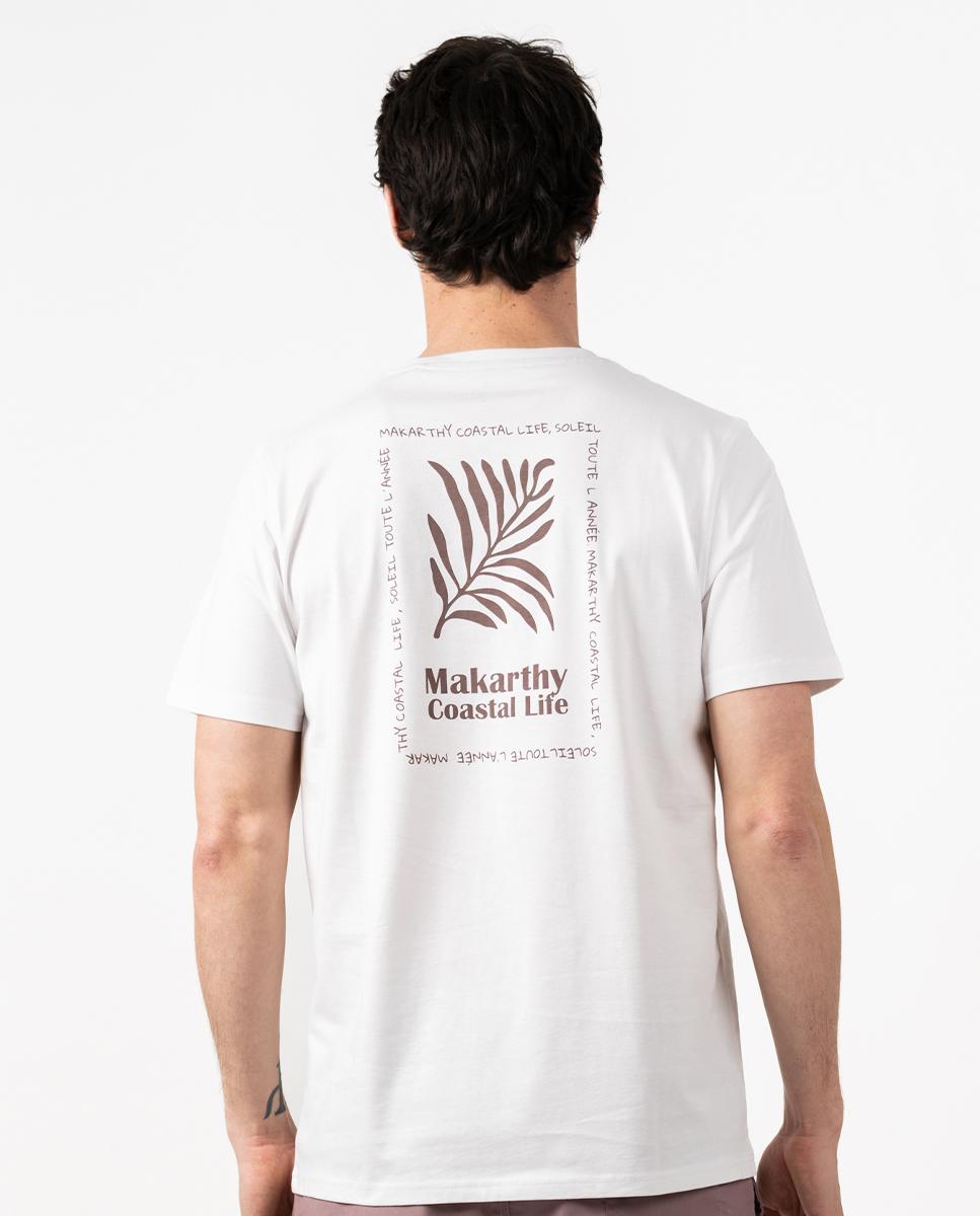 T-shirt de Manga Curta com Print Branco-2